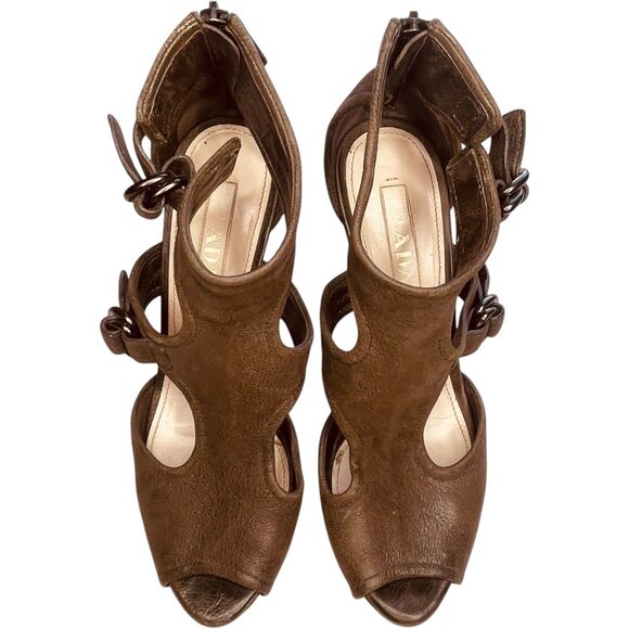 Prada Suede Platform Strappy Heel Shoes - Picture 6 of 10